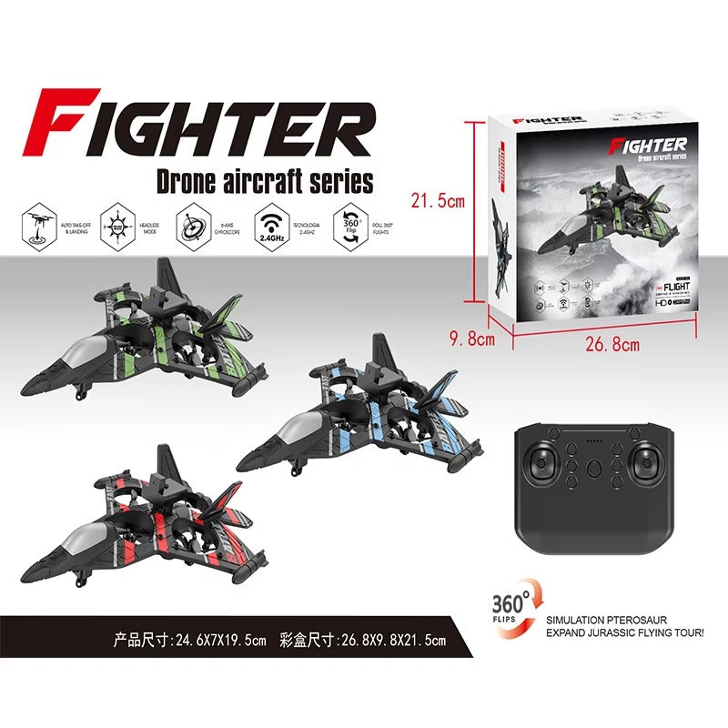 2.4GHZ RC Plane, Remote Control Airplane, RC Helicopter, 360° Flip Fighter Jet Toy, Toys for ages 8-13 with Colorful LED Navigation Lights Red