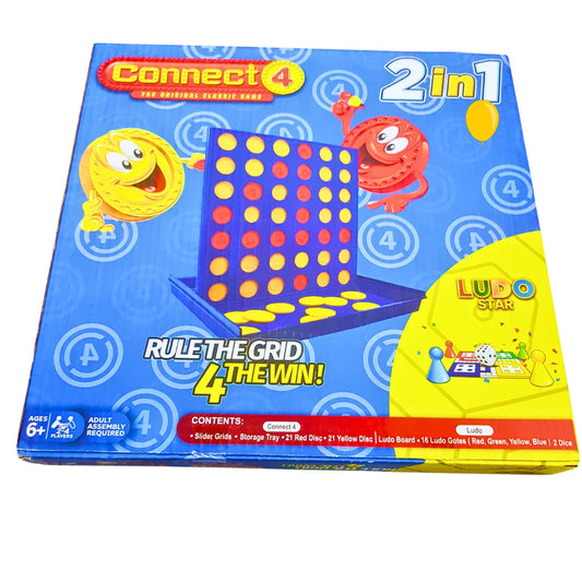 2-in-1 Connect 4 & Ludo Star – Classic Family Strategy Game Set