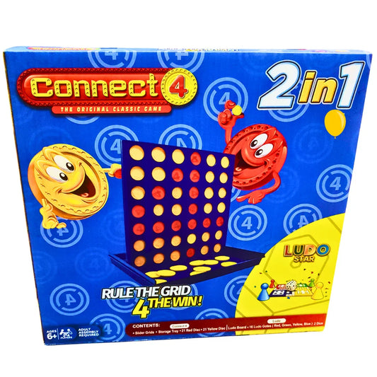2-in-1 Connect 4 & Ludo Star – Classic Family Strategy Game Set