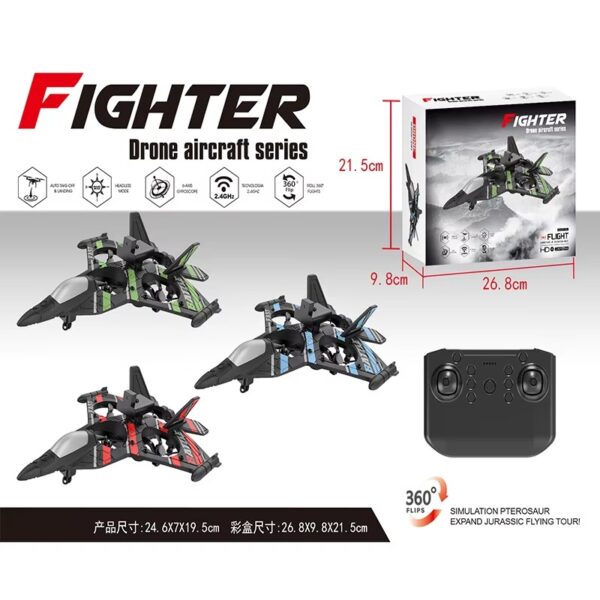 2.4GHZ RC Plane, Remote Control Airplane, RC Helicopter, 360° Flip Fighter Jet Toy, Toys for ages 8-13 with Colorful LED Navigation Lights Red