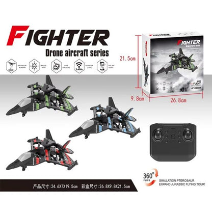 2.4GHZ RC Plane, Remote Control Airplane, RC Helicopter, 360° Flip Fighter Jet Toy, Toys for ages 8-13 with Colorful LED Navigation Lights Red