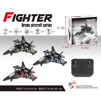 2.4GHZ RC Plane, Remote Control Airplane, RC Helicopter, 360° Flip Fighter Jet Toy, Toys for ages 8-13 with Colorful LED Navigation Lights Red