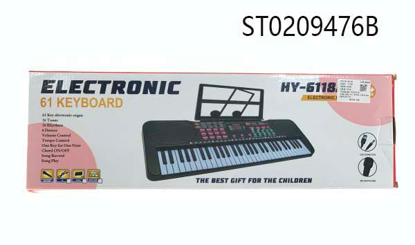 61-KEY DUAL HORN ELECTRONIC ORGAN BLACK DIGITAL USB CABLE/MICROPHONE.